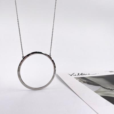 China Large Hollow Circle Ring Pendant Necklace For Women Elegant Silver Necklace Wholesale FASHIONABLE for sale