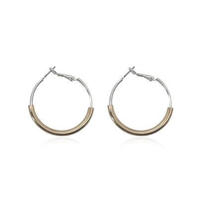 China KITI Wholesale Statement Two-Tone Tube Brass Hoop Earring FASHION Jewelry Hoop Earrings For Women for sale