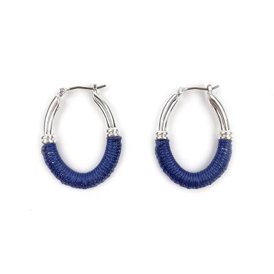 China FASHIONABLE KITI Earrings Women Elegant Vintage Blue Handmade Silver Plated Huggie Earrings for sale