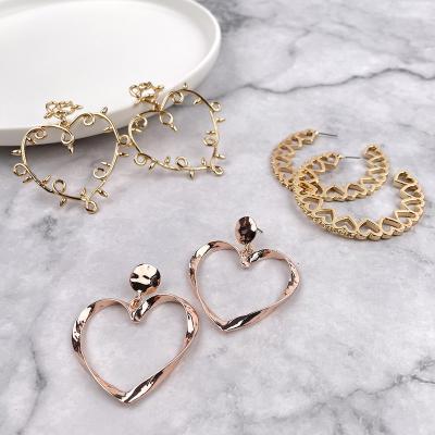 China KITI Wholesale Statement Multiple Heart Fashionable Rose Gold Plated C Earring Women Dangling Earrings for sale