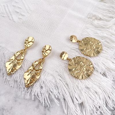 China KITI Wholesale Tinfoil Textured Statement TRENDY dangle gold plated women drop earrings for sale