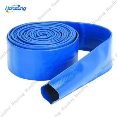 China Lightweight layflat flexible PVC color agriculture pump industry farm irrigation hose blue 350mm for water discharge factory sale for sale