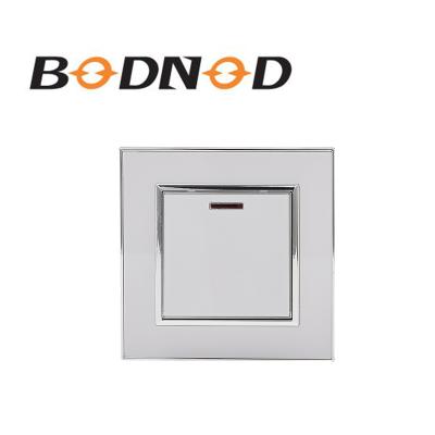 China PC + 1 Gang 1 Way EU CE Certificate Copper Decorative Push Button Wall Electrical Switch With Indicator for sale