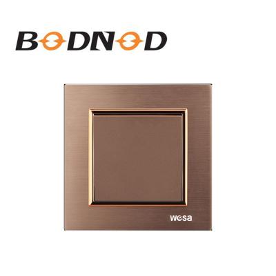 China Aluminum strip 1 way/PC+phorphos 1 way EU CE certificate metal aluminum frame metal push button copper decorative electrical switch for sale