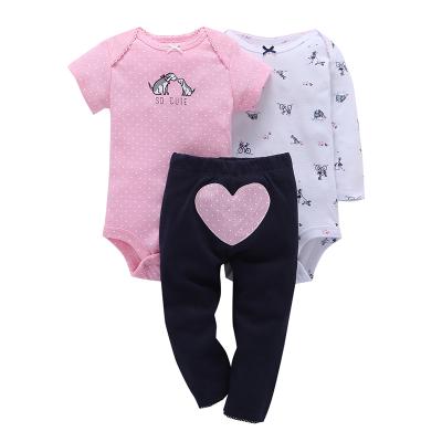 China Antibacterial 3pcs Baby Clothes Pants Romper Set Suits Newborn Baby Clothes Set for sale