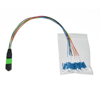 China FTTX 24F MPO/APC-LC fan-out cable data center mpo fiber optic patch cord for sale