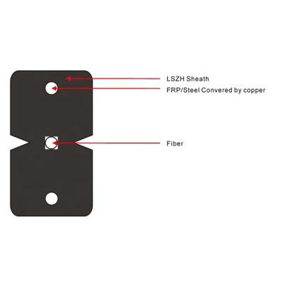 China FTTH Drop Cable FTTH 1 & 2 Core , Indoor And Outdoor SM Drop Fiber Optic G657A1 Flat Cable for sale