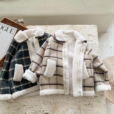 China TG040 2021 Winter Children's Woolen Fur Designer Breathable Boys Coats Jackets Kids Coats for sale