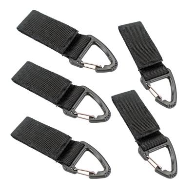 China Outdoor Tactical Nylon T-shaped Velcro Strap Carabiner Ring Keychain Tactical D-shaped Hanging Buckle Mini Backpack Hanging Buckle for sale