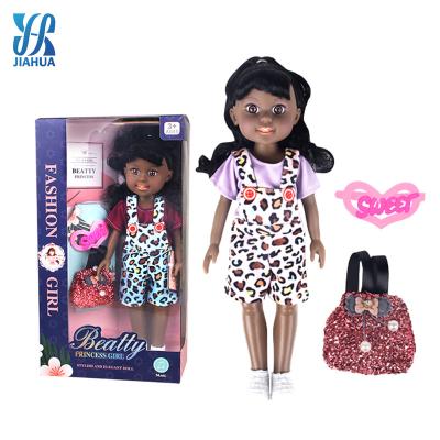 China 2022 educational 33cm 13inch with munecas-silicona-true american girl doll music leopard print bib dress up black girl dolls for sale