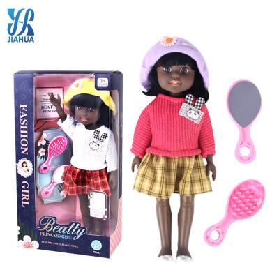 China HIGH QUALITY OEM FACTORY FASHION 13INCH African American doll children educational with black dress skin can change dress doll for sale