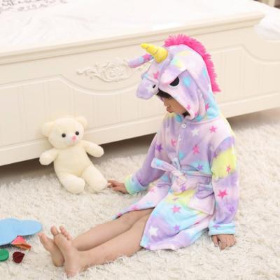 China Pegasus Unicorn Kids Cartoon Animal Camouflage Thermal Flannel Children's Extra Long Bathrobe for sale