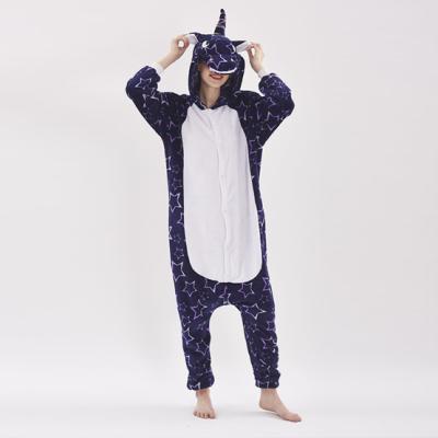 China Purple Unicorn Sleepwear Homewear Hooded Animal Pajamas Thermal Wholesale Cartoon Flannel Sets Adults For Women for sale