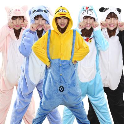 China Winter Thickening Breathable Cheap Cartoon Animated Full Body Pajamas Women Coral Flannel Striped Picacho Tianma Cute Unicorn Pajamas for sale