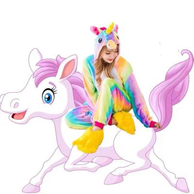 China Unicorn QUICK DRY Blue Pink Cartoon Flannel Pajamas Lady Cosplay Performance Costume Home Animal Clothes for sale