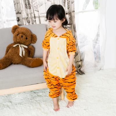 China Dot Hooded Animal Tiger Girls Flannel Winter Thermal Animal Pajamas For Sleepwear Onesies Kids Cartoon Pajamas for sale