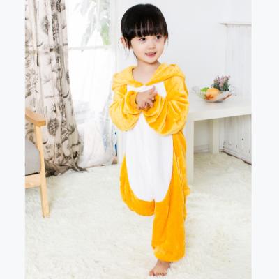 China Children's One-Piece Animal Yellow Pajamas Bear Flannel Cartoon Pajamas Thermal Home Wear for sale