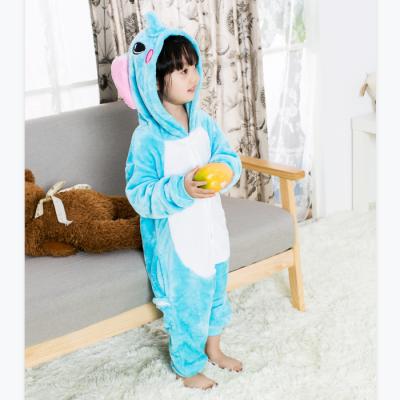 China Wholesale Kids Thermal Autumn and Winter Flannel Sleepwear Anime Pajamas Elephant Cartoon Animal Plain Pajamas for sale