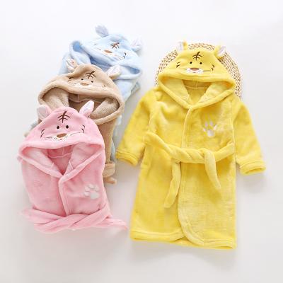 China Children's Pajamas Flannel Sleepwear Bathrobe Boy's Breathable Home Wear Tail Hooded Suit for sale