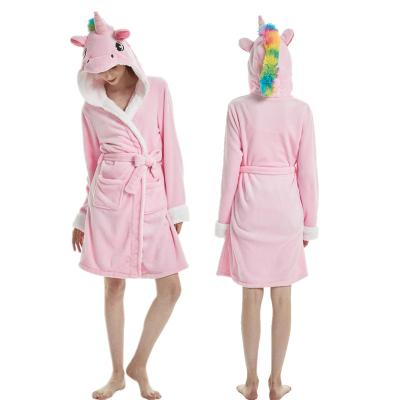 China Extra Long Flannel Fleece QUICK DRY Cow Print Cartoon Animal Modeling Male And Female Unicorn Adult Bathrobe for sale