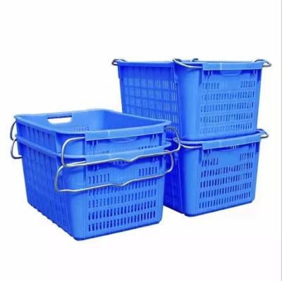 China Mesh Vegetable Fruit Plastic CrateReusable Vegetable Plastic Crates Foldable Plastic Fruit Shopping Basket Collapsible Crate for sale