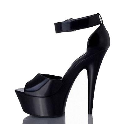 China CUSHIONING Black Super Thin High Heels Dance Show Fashion Summer Model Sandals High Heel 15cm Pole Dance Club Stripper Sandals for sale