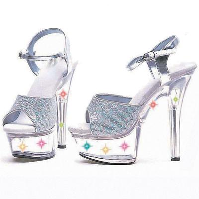 China CUSHIONING new fashion 15 cm silver pole dance stiletto high heel sandals party summer toe permeable high heels 6 inch for sale