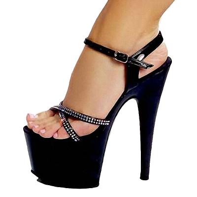 China SHOCK ABSORBING Summer Women's Super Thin High Heels Club Dance Super Stripper High Heel 17 cm Heel Sandals for sale