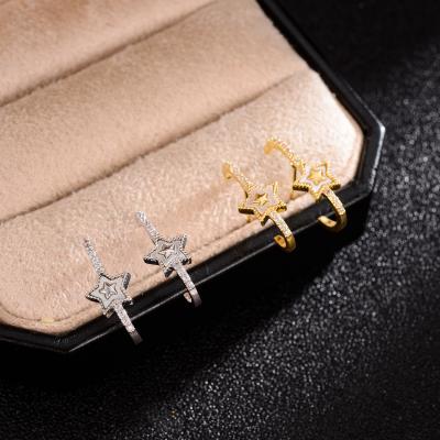 China Lead Free Nickel Free Star Huggie Earrings Micro-inlaid Shell Earrings For Women Fashion Jewelry 2022 for sale