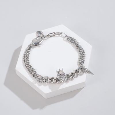 China Simple Chain Skeleton Skull Bracelet Women Retro Silver Color Bracelet Environmental Friendly Personality For Girls for sale