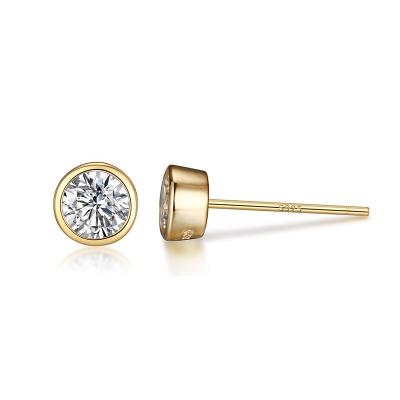 China Simple Trendy Style 14K Gold Plated Stud Earrings Women Jewelry Fashion 925 Sterling Silver CZ Stud Earrings for sale