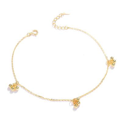 China Environmental Friendly S925 Silver Anklet Jewelry Beads 14K Gold Plated Sterling Silver Women Anklets for sale