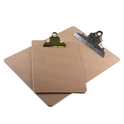 China A4 &A5 Plastic Natural Color Wooden Clipboard with Metal Butterfly Clip Hardboard MDF Clipboard for sale