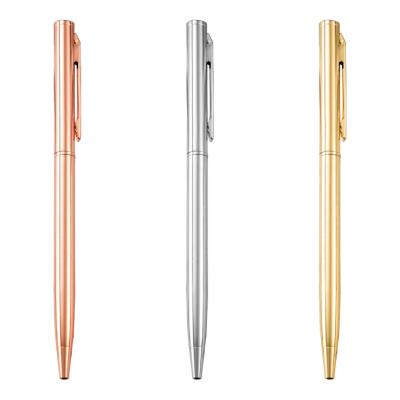 China Office & Rose Gold Silver Gold Metal Business Pen Click Luxury Metal Ballpoint Pen Gift Aluminum Promotional High School Quality Ballpoint Pen for sale