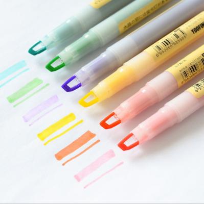 China Office & School Markers Wholesale Promotional Permanent Marker Pen Fluorescent Pen For Drawing 6 Pcs Colored Highlighter Highlighter Doubles Pen Wholesale for sale