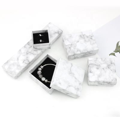 China Recyclable White Marble Small Pendant Gift Box Bracelet Custom Packaging Ring Earring Jewelry Box for sale