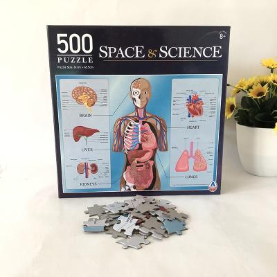 China Cartoon Toy Wholesale Body Jigsaw Kids Education Toys Human Body Structure Paper 500 Puzzle for sale