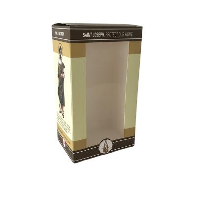 China Recycled Materials Soy Ink Printing Saint Joseph Tall Paper Box Christians Gift Packaging Box With PVC Clear Window for sale