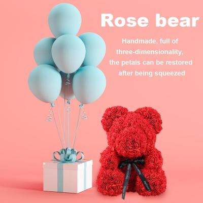 China 2021 Wholesale Custom Artificial Valentine Mother's Day Gift Teddi Foam Flower Rose Teddy Bear Home Wedding Party Eco-Friendly Decoration Box for sale