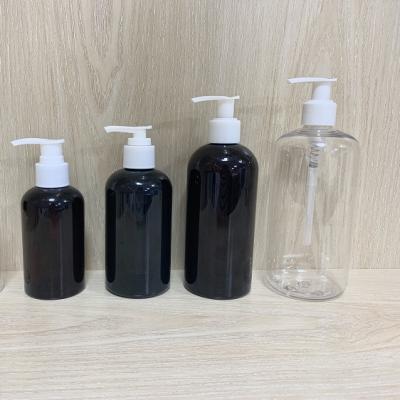 China BEAUTY Boston PACKAGING 4oz 8oz 16oz Clear Plastic Pet Round Shape Shampoo Bottles Hand Gel Bottles for sale