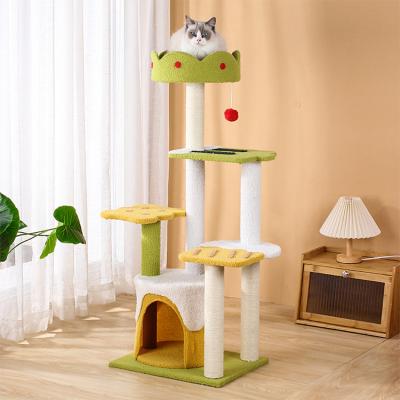 China Viable Pet Cat Product Tall Modern Wood Gray Floor To Ceiling Cat Tower Wood Cat Trees Multilevel for sale