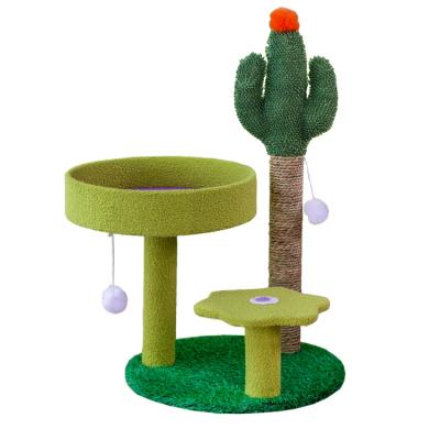 China Viable Flower Cat Tree With Platform Scratching Posts Colorful Green In Running Modern Style Bedroom Furniture Multi Leve Active Tower for sale