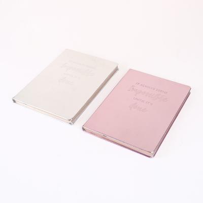 China Mirror PU Minimalist Style Embossed Mirror Hardcover Book Notebook with Silk Bookmark for sale