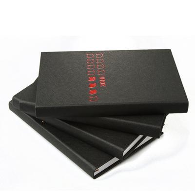 China Other Style Simple Design PU Office Stationery Casebound Black Leather Notebook for sale