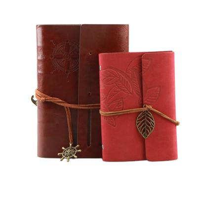 China Classic Retro Printed Leather Ring Binder Diary Book Vintage Journal Notebook for sale