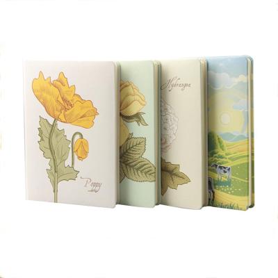 China Printed Flower Printed Fashion School Leather Cover Daily Cheap Note Book for sale