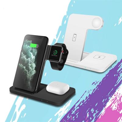 China ABS material 15W fold fast wireless charger 3 in 1 wireless charging stand cell phone holder for watch phone headset spot wholesale for sale