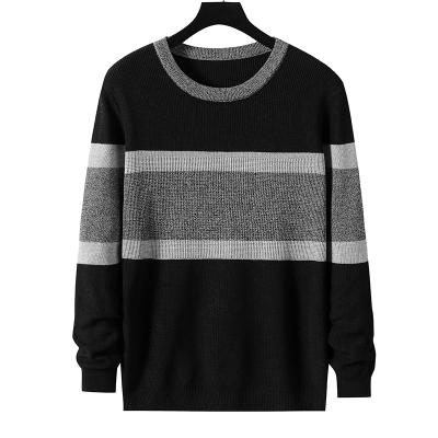 China Manufacturer Leisure Quilting Stripe Anti-Shrink Stripe Winter Sweater Unisex Knitted Crew Neck Sweater Plus Size Sweater for sale