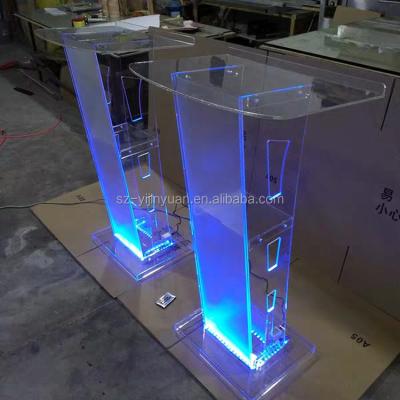 China Eco - Friendly Transparent Led Lighting Acrylic Lectern Platform Podium Lectern for sale