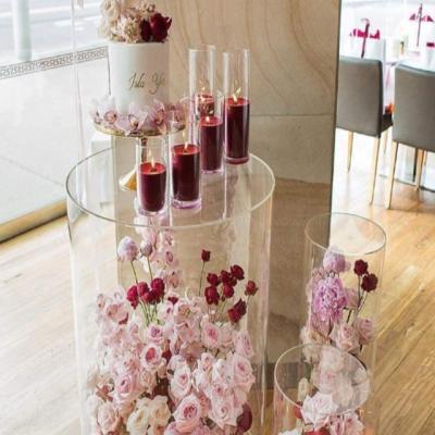 China Acrylic Wedding Pedestal Pedestal Cylinders Pedestal Acrylic Clear Wedding Pedestals Show Cube Stand For Wedding And Party for sale